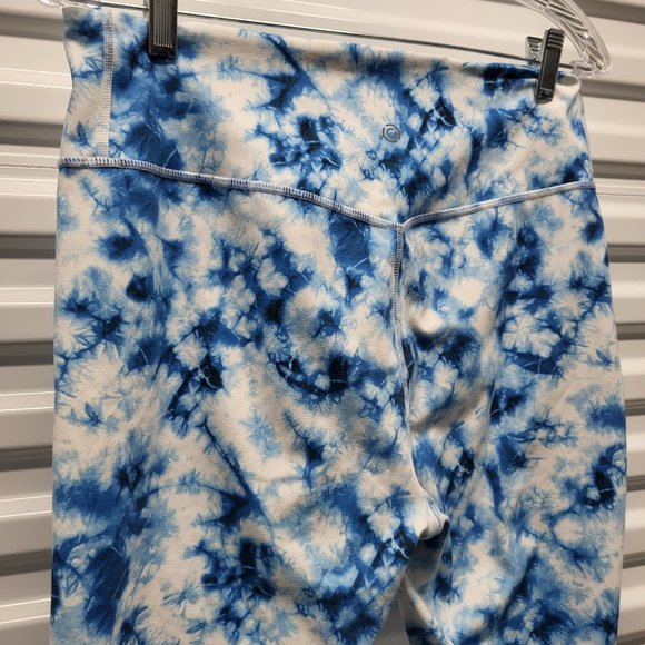 Core IO Women's Athletic Leggings, Blue/ White Watercolor, Large - Picture 3 of 8